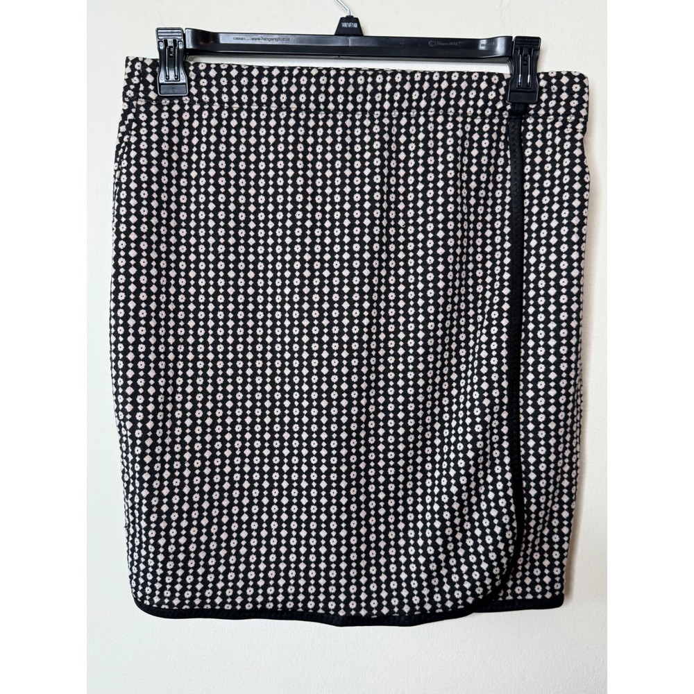 Max Studio Black Taupe Geometric Faux Wrap Pencil Skirt‎